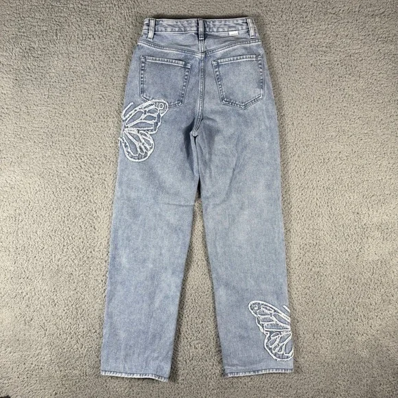 Pacsun 90s Boyfriend Jeans Size 24 Butterfly Light Wash High Rise - Picture 10 of 11
